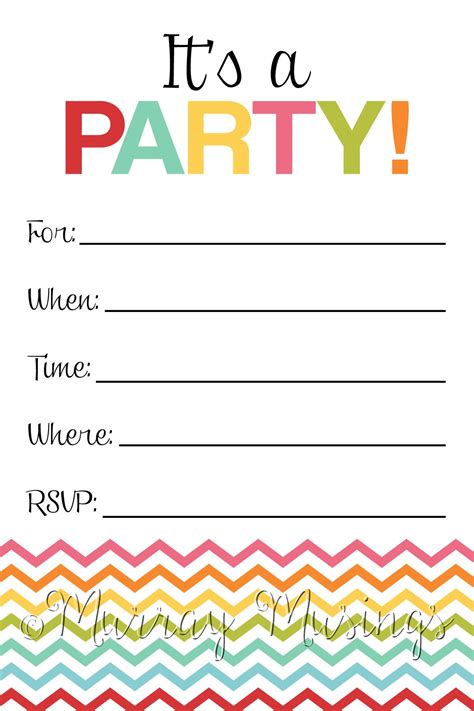 birthday party blank invitations